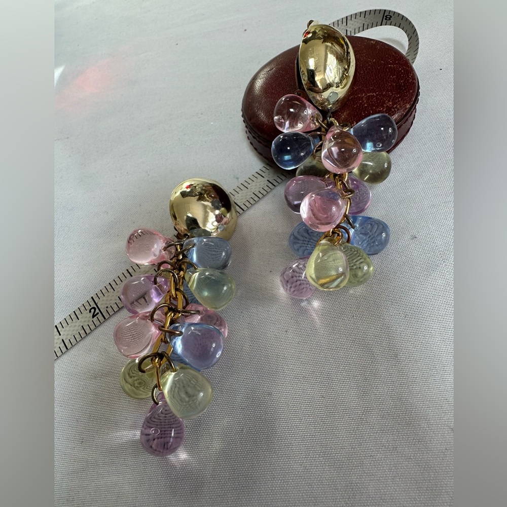 Vintage pastel lucite bubble dangle earrings